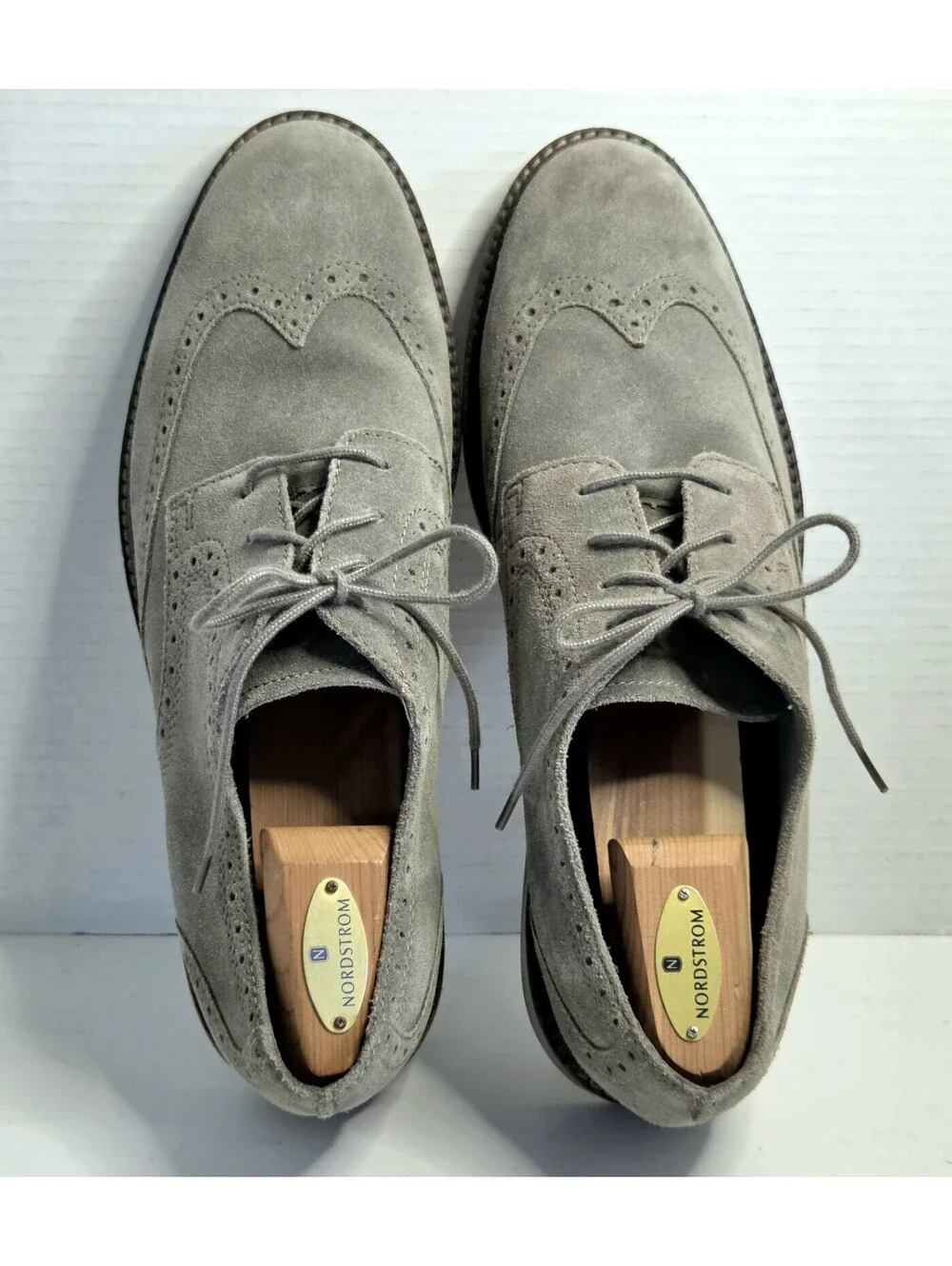 Clarks Collection Mens 12 M Dove Gray Suede Wingtip Oxfords Brogues NWOB